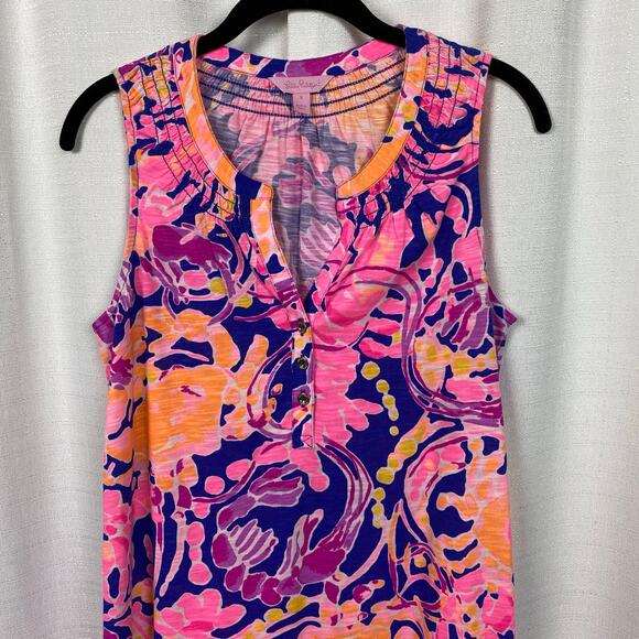Lilly Pulitzer Blue&Pink Lobster Shrimp Essie Shift Mini Dress Sz.S - Picture 5 of 13